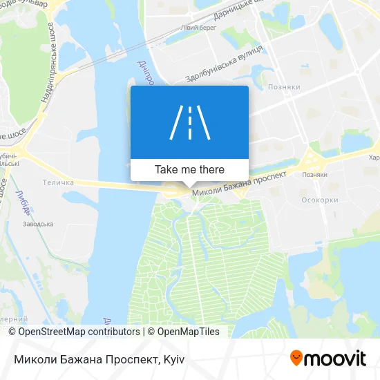 Карта Миколи Бажана Проспект