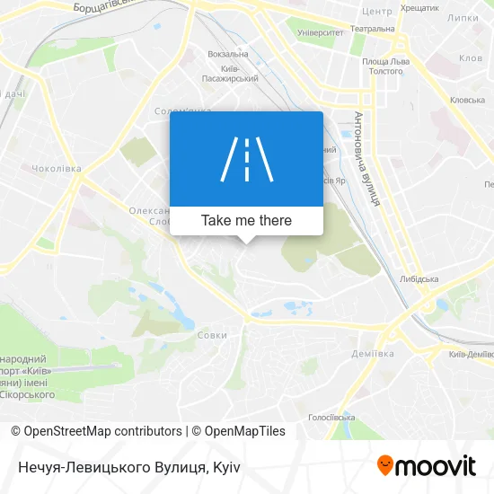 Карта Нечуя-Левицького Вулиця