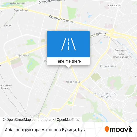 Карта Авіаконструктора Антонова Вулиця