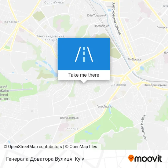 Карта Генерала Доватора Вулиця