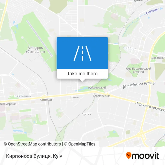 Карта Кирпоноса Вулиця