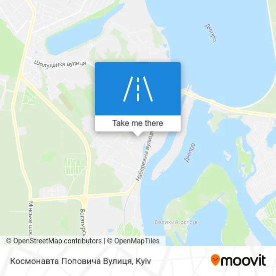 Карта Космонавта Поповича Вулиця