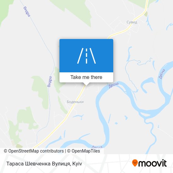Карта Тараса Шевченка Вулиця