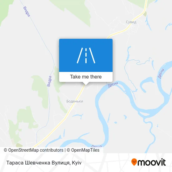 Карта Тараса Шевченка Вулиця