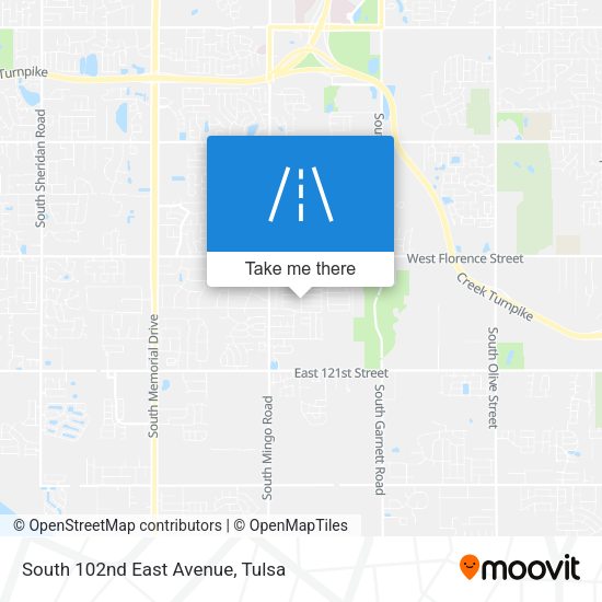 South 102nd East Avenue map