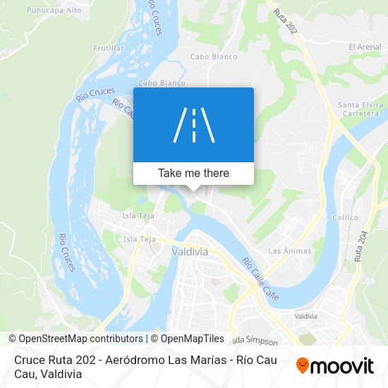 Cruce Ruta 202 - Aeródromo Las Marías - Río Cau Cau map