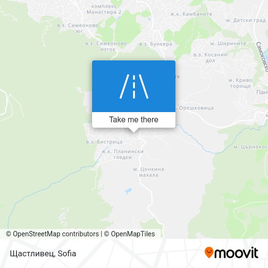 Щастливец map