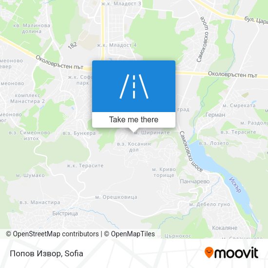 Попов Извор map