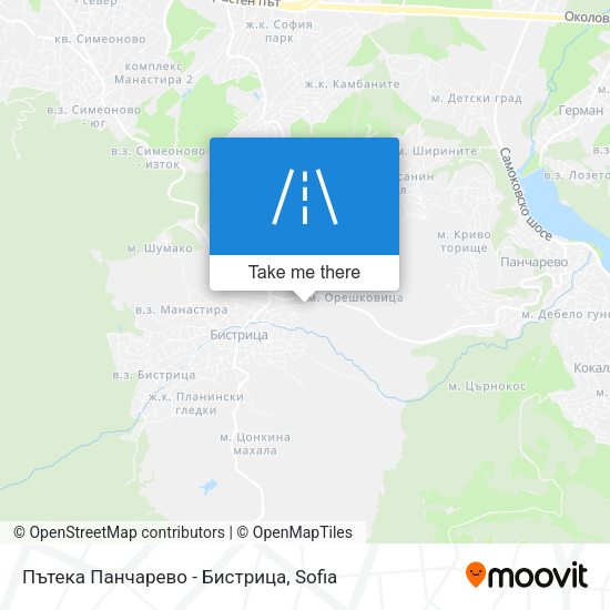 Пътека Панчарево - Бистрица map