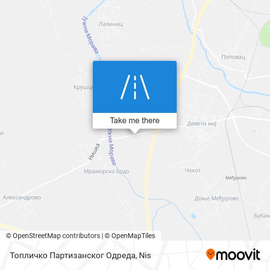 Топличко Партизанског Одреда map