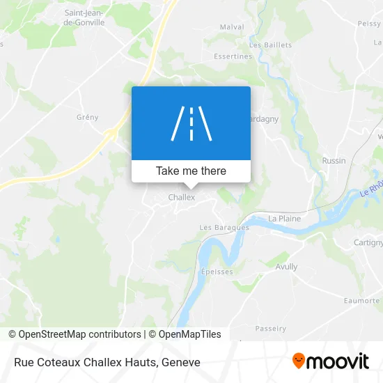 Rue Coteaux Challex Hauts map