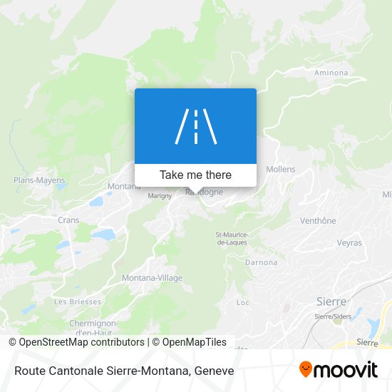 Route Cantonale Sierre-Montana map