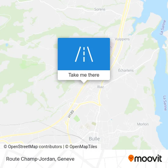 Route Champ-Jordan map