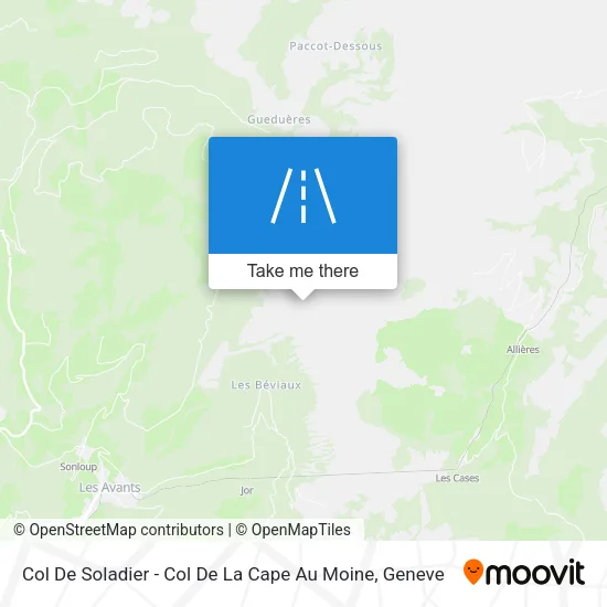 Col De Soladier - Col De La Cape Au Moine map