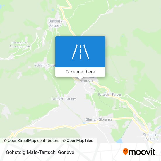 Gehsteig Mals-Tartsch map
