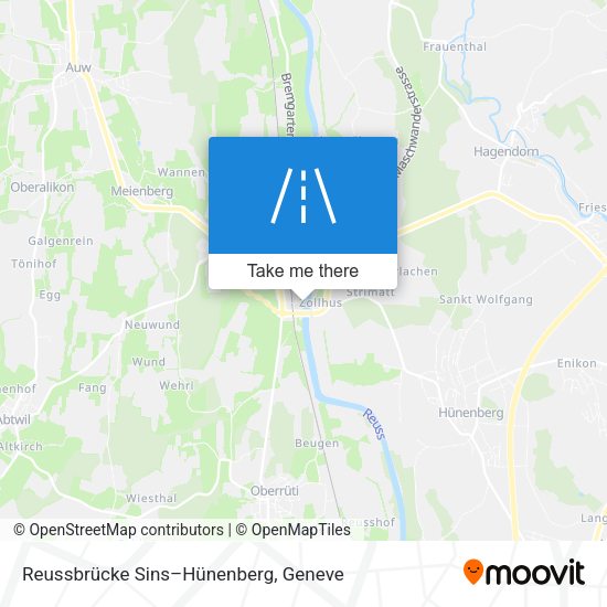 Reussbrücke Sins–Hünenberg map