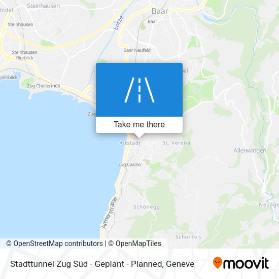 Stadttunnel Zug Süd - Geplant - Planned map