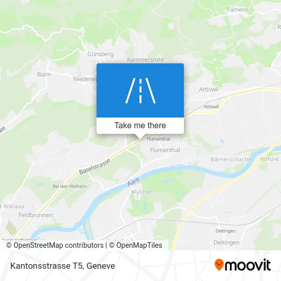 Kantonsstrasse T5 map