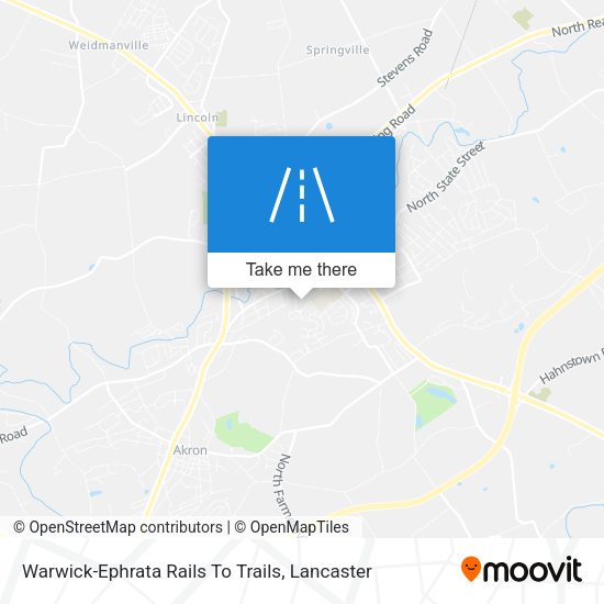 Warwick-Ephrata Rails To Trails map