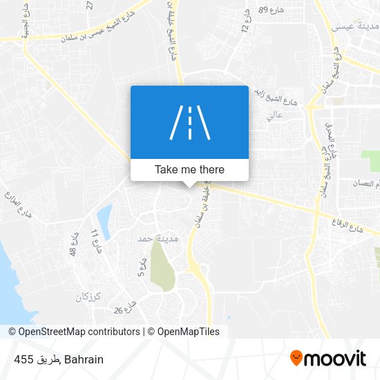طريق 455 map
