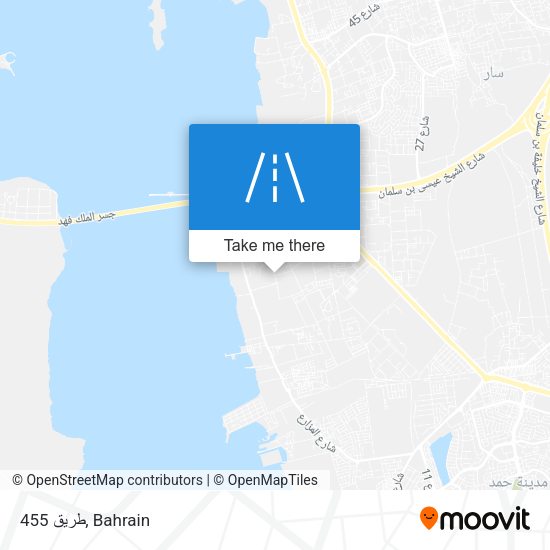 طريق 455 map