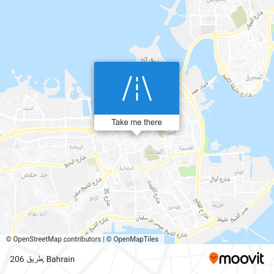 طريق 206 map