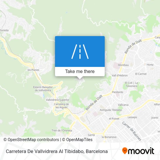 Carretera De Vallvidrera Al Tibidabo map