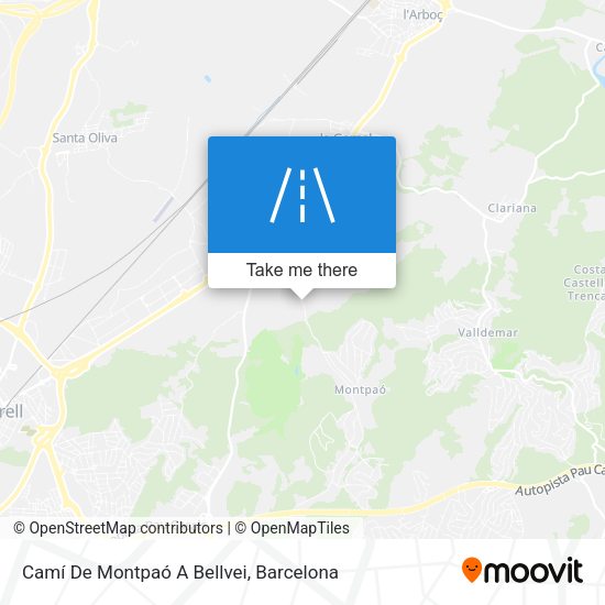 Camí De Montpaó A Bellvei map