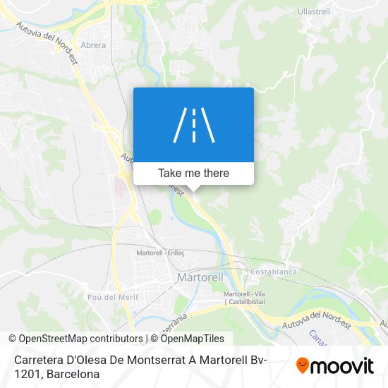 Carretera D'Olesa De Montserrat A Martorell Bv-1201 map