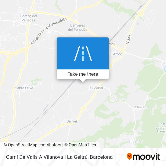 Camí De Valls A Vilanova I La Geltrú map