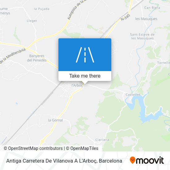 Antiga Carretera De Vilanova A L'Arboç map