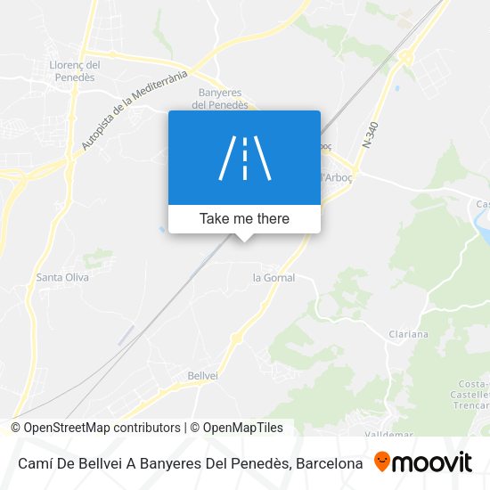 Camí De Bellvei A Banyeres Del Penedès map