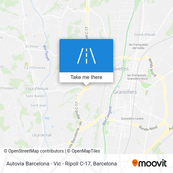 Autovia Barcelona - Vic - Ripoll C-17 map