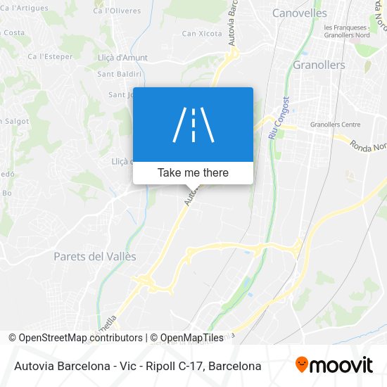 Autovia Barcelona - Vic - Ripoll C-17 map