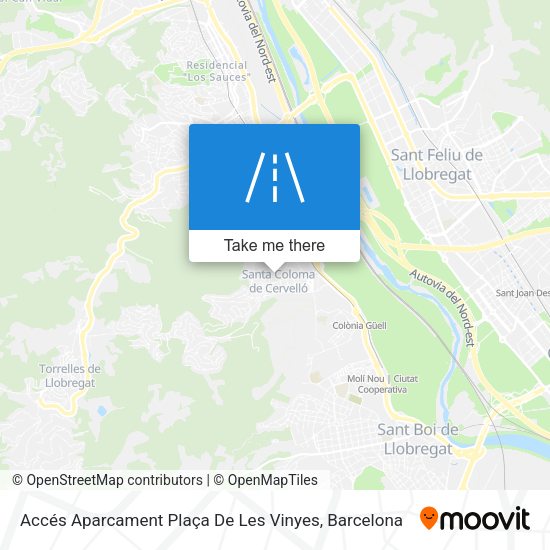 Accés Aparcament Plaça De Les Vinyes map