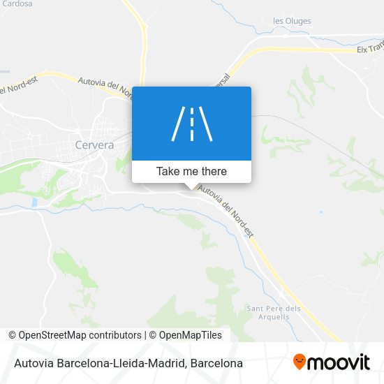 Autovia Barcelona-Lleida-Madrid map