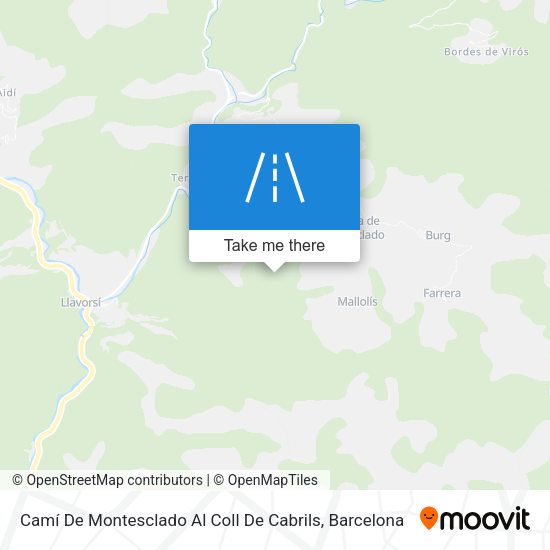 Camí De Montesclado Al Coll De Cabrils map