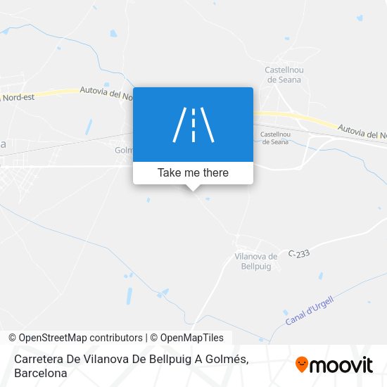 Carretera De Vilanova De Bellpuig A Golmés map