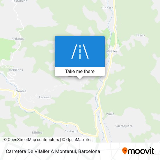 Carretera De Vilaller A Montanui map