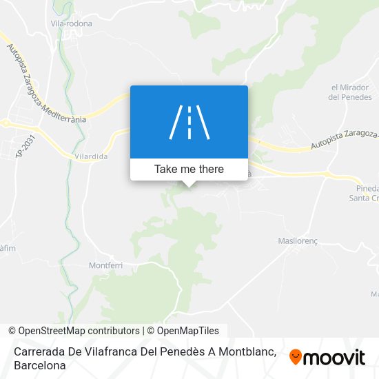 Carrerada De Vilafranca Del Penedès A Montblanc map