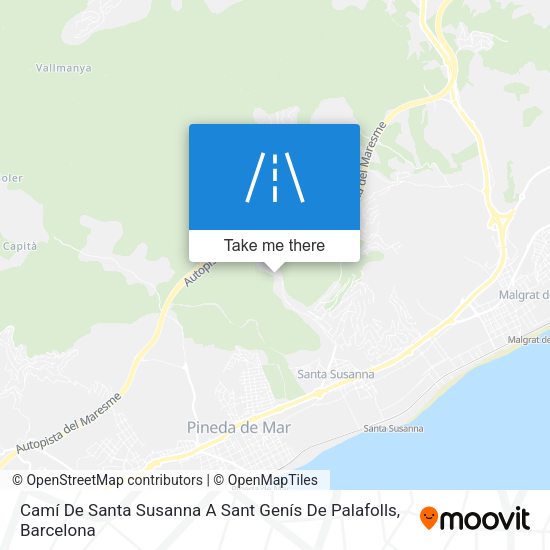 Camí De Santa Susanna A Sant Genís De Palafolls map