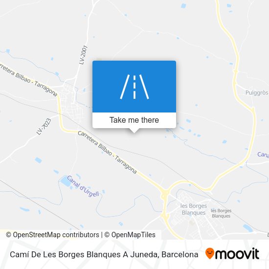 Camí De Les Borges Blanques A Juneda map