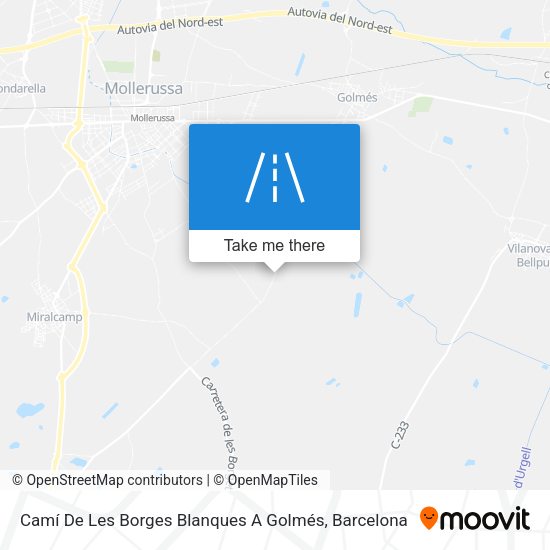 Camí De Les Borges Blanques A Golmés map
