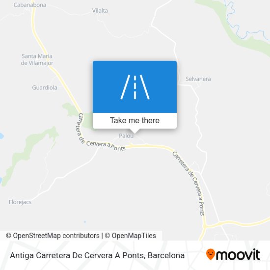 Antiga Carretera De Cervera A Ponts map