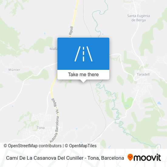 Camí De La Casanova Del Cuniller - Tona map