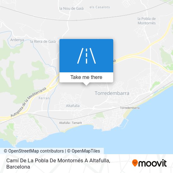 Camí De La Pobla De Montornés A Altafulla map