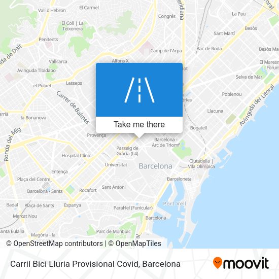 Carril Bici Lluria Provisional Covid map