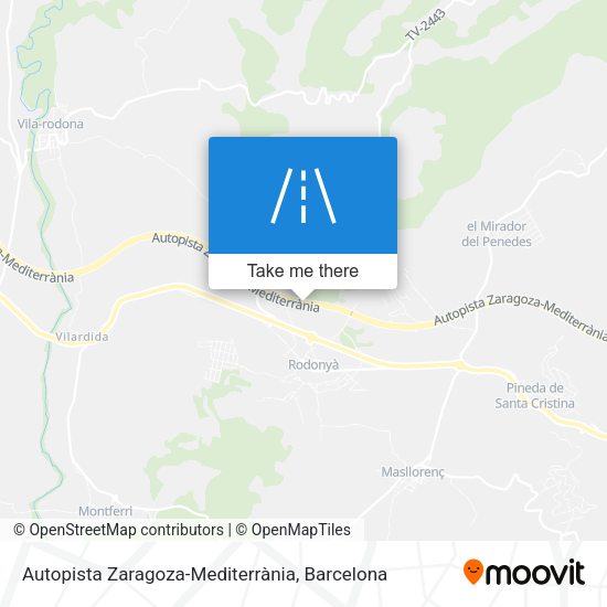 Autopista Zaragoza-Mediterrània map