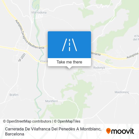 Carrerada De Vilafranca Del Penedès A Montblanc map