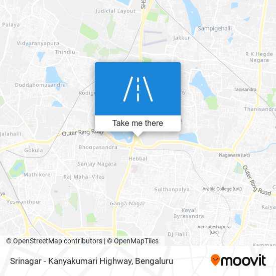 Srinagar - Kanyakumari Highway map